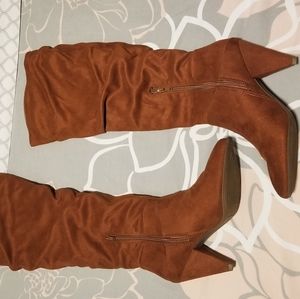 Express knee high brown high heel boots